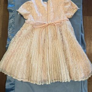 Cinderella Peach Lace Fit-and-Flare Dress with Sash